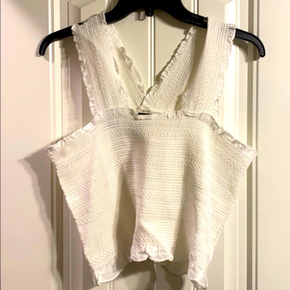 White Crop Top with Cross Back